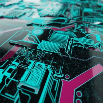 Circuit board futuristic server code processing. Neon color technology Stock Illustration