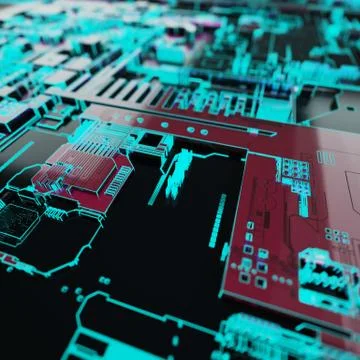 Circuit board futuristic server code processing. Neon color technology イラスト素材