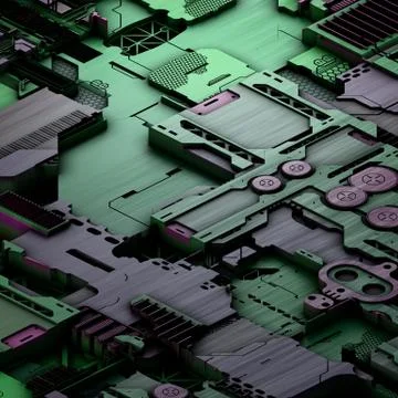 Circuit board futuristic server code processing. Multicolor technology Stock Illustration