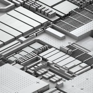 Circuit board futuristic server code processing. White technology background. 3d Illustrazione stock