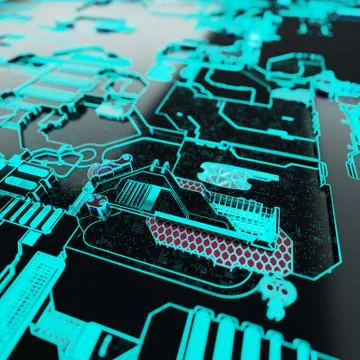 Circuit board futuristic server code processing. Neon color technology Stock Illustration