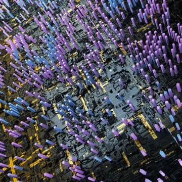 Circuit board futuristic server code processing. Multicolor technology 스톡 일러스트