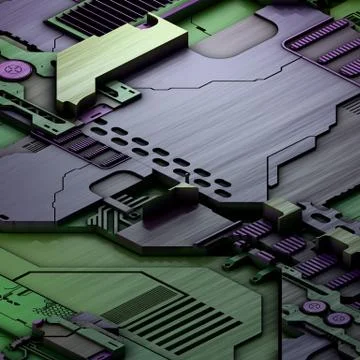Circuit board futuristic server code processing. Multicolor technology Illustrazione stock