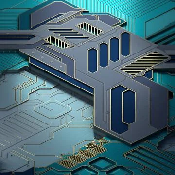 Circuit board futuristic server code processing. Turquoise technology background 库存插图