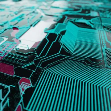 Circuit board futuristic server code processing. Neon color technology Stock Illustration