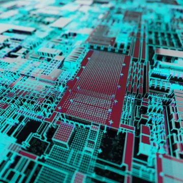 Circuit board futuristic server code processing. Neon color technology Stockillustratie