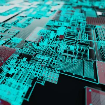 Circuit board futuristic server code processing. Neon color technology Stock Illustration
