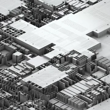 Circuit board futuristic server code processing. White technology background. 3d 库存插图
