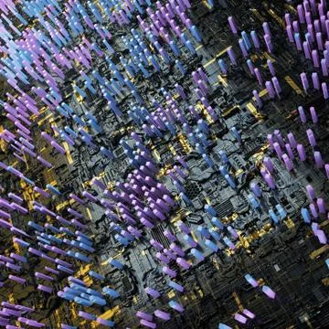 Circuit board futuristic server code processing. Multicolor technology イラスト素材