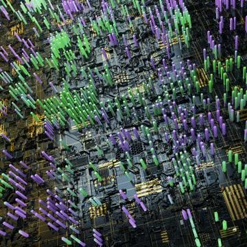 Circuit board futuristic server code processing. Multicolor technology Stock Illustration