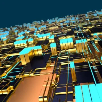Circuit board futuristic server code processing. Angled view multicolor 库存插图
