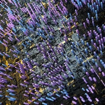 Circuit board futuristic server code processing. Multicolor technology Stock Illustration