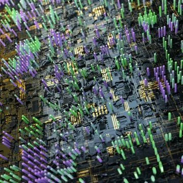 Circuit board futuristic server code processing. Multicolor technology Stockillustratie