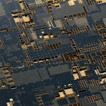 Circuit board futuristic server code processing. Gold and black technology Stock Illustration
