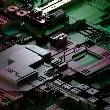 Circuit board futuristic server code processing. Multicolor technology Stock Illustration