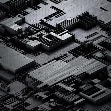 Circuit board futuristic server code processing. Gray technology background. 3d Stock Illustration