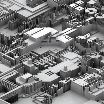 Circuit board futuristic server code processing. White technology background. 3d Illustrazione stock