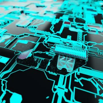 Circuit board futuristic server code processing. Neon color technology 库存插图