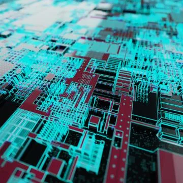 Circuit board futuristic server code processing. Neon color technology Stock Illustration