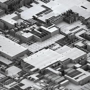 Circuit board futuristic server code processing. White technology background. 3d Stock Illustration