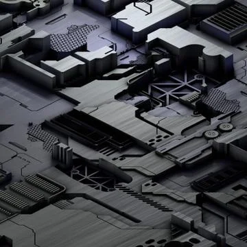 Circuit board futuristic server code processing. Gray technology background. 3d Stockillustratie