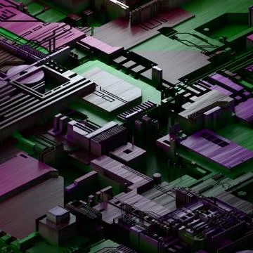 Circuit board futuristic server code processing. Multicolor technology Stock Illustration