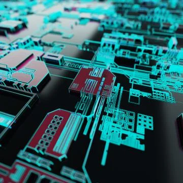 Circuit board futuristic server code processing. Neon color technology イラスト素材
