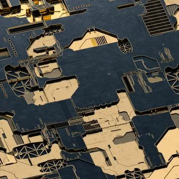 Circuit board futuristic server code processing. Gold and black technology Stock Illustration