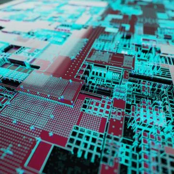 Circuit board futuristic server code processing. Neon color technology Stock Illustration