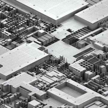 Circuit board futuristic server code processing. White technology background. 3d Stock Illustration