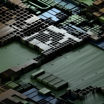 Circuit board futuristic server code processing. Multicolor technology Illustrazione stock