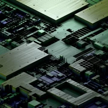 Circuit board futuristic server code processing. Multicolor technology Illustrazione stock