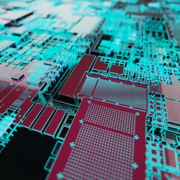 Circuit board futuristic server code processing. Neon color technology イラスト素材