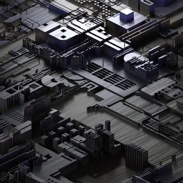 Circuit board futuristic server code processing. Gray technology background. 3d Illustrazione stock