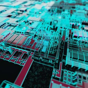 Circuit board futuristic server code processing. Neon color technology Stock Illustration