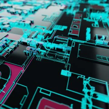 Circuit board futuristic server code processing. Neon color technology Stock Illustration