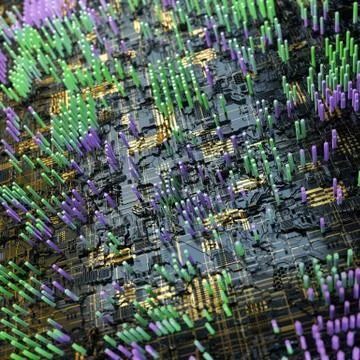 Circuit board futuristic server code processing. Multicolor technology 스톡 일러스트