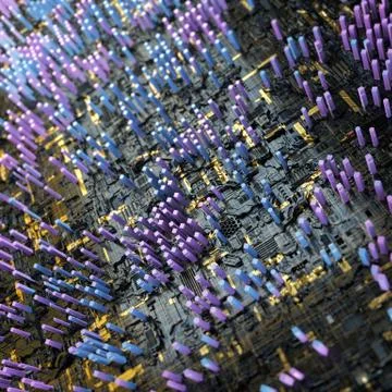 Circuit board futuristic server code processing. Multicolor technology Stock Illustration