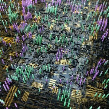 Circuit board futuristic server code processing. Multicolor technology Stock Illustration