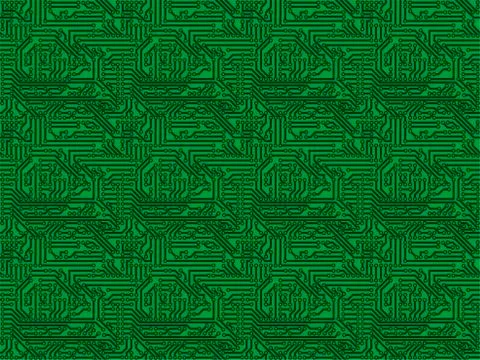 Circuit board on a green background. Circuit board template with blank space. Stock Illustration