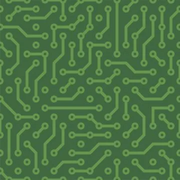 Circuit Board Green Seamless Pattern Background. Vector 스톡 일러스트
