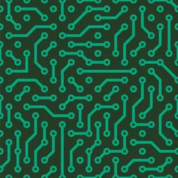 Circuit Board Green Seamless Pattern Background. Vector イラスト素材