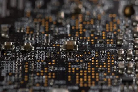 Circuit board with hardware electronics. Circuit board in macro background Stock Photos