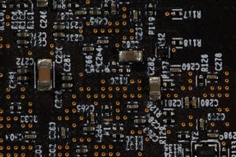 Circuit board with hardware electronics. Circuit board in macro background... Stock Photos