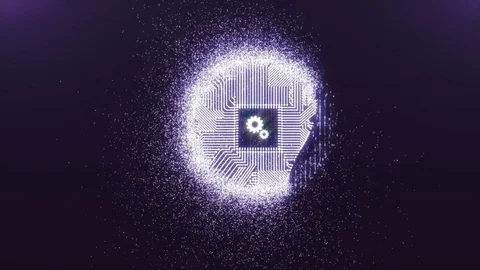 Circuit board head as a symbol of thinking process Video stock 84397742