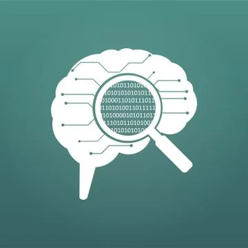 Circuit board human brain. Concept illustration of cpu in the center of compu Stock Illustration