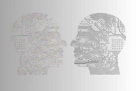 Circuit Board Human Head AI Concept 스톡 일러스트