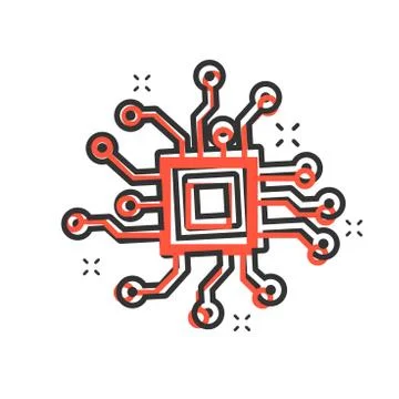 Circuit board icon in comic style. Technology microchip vector cartoon illust イラスト素材