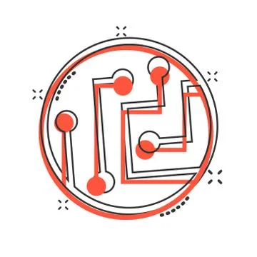 Circuit board icon in comic style. Technology microchip vector cartoon illust イラスト素材