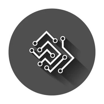 Circuit board icon in flat style. Technology microchip vector illustration wi Illustrazione stock
